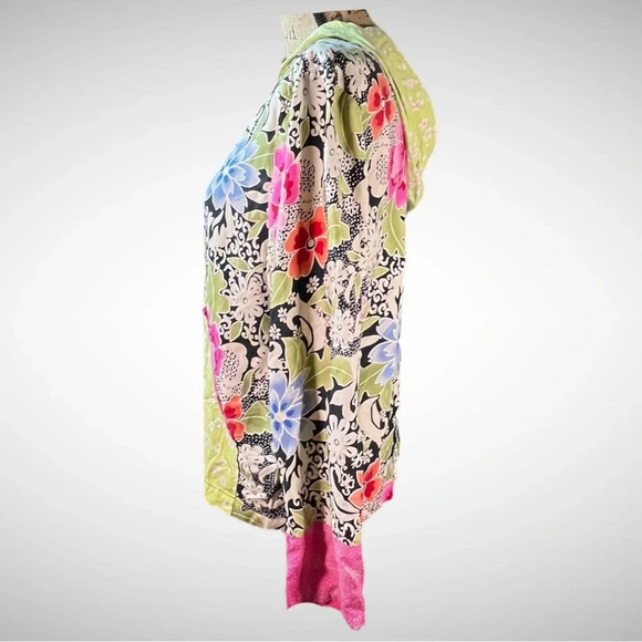 ANNE CARSON Women's 100% Silk Floral Print Hooded Jacket Medium | EUC - Picture 2 of 7